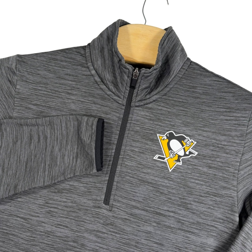 Fanatics Quarter Zip Pullover Mens Medium Grey Pittsburgh Penguins NHL Pro